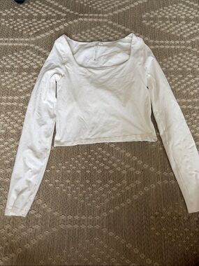 Altar'd State White Long-Sleeve Square Neck Crop Top